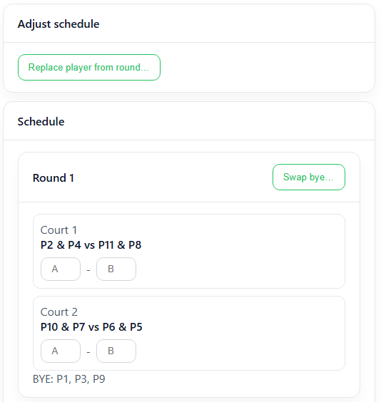 Round Robin Schedule